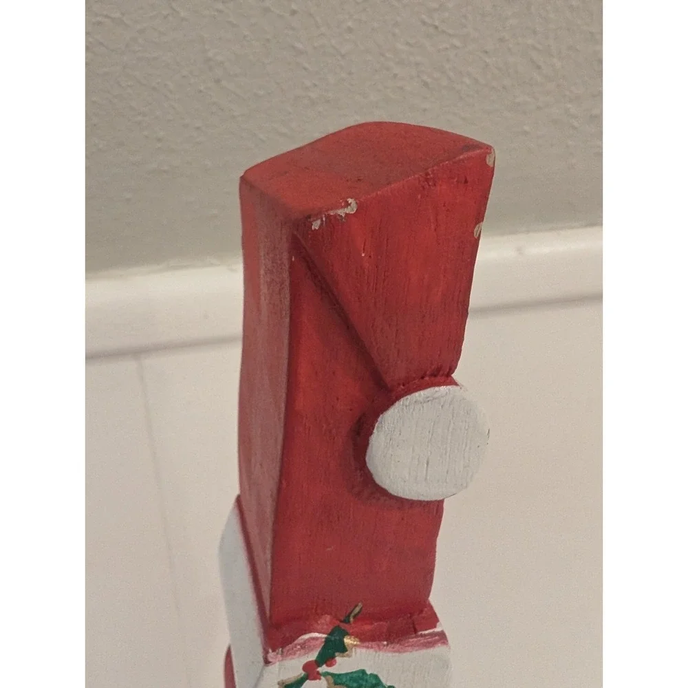 Vintage Santa Claus Figurine Hand Carved Wood Jointed Arms Folk Art 17